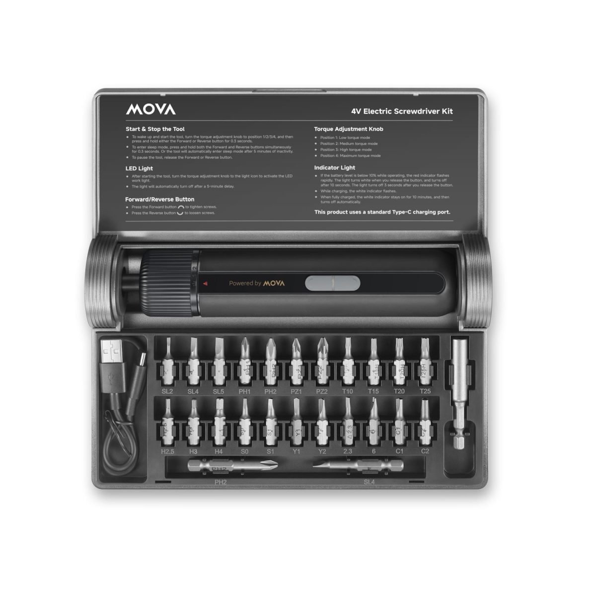 სახრახნისი | Mova 4V Electric Screwdriver Kit (MSD008) - Image 4